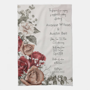 Linge De Cuisine Faire-part de mariage vintage Red Roses