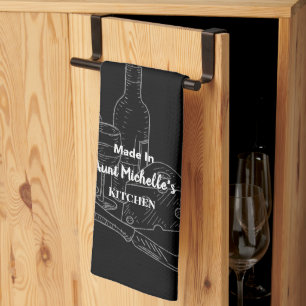 Linge De Cuisine Fait Dans [Votre Nom] Cuisine Vin Noir & Fromage