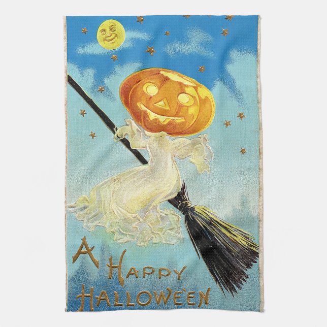Linge De Cuisine Falln Happy Halloween sorcière Citrouille (Vertical)