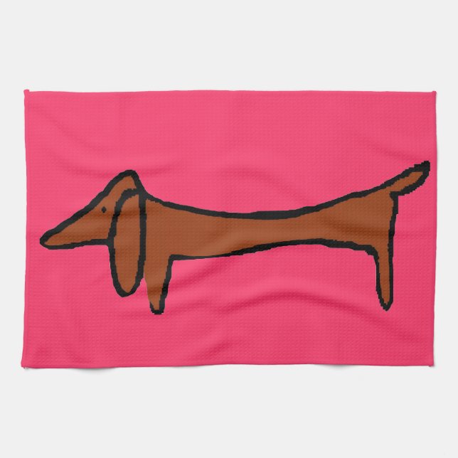 Linge De Cuisine Fameux Dachshund Abstrait (Horizontal)