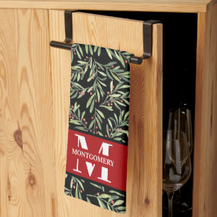 Linge De Cuisine Famille Monogram Christmas Holly