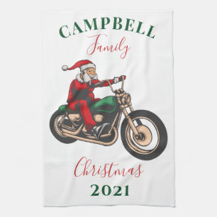 Linge De Cuisine Famille Motorcycliste de Noël Père Noël