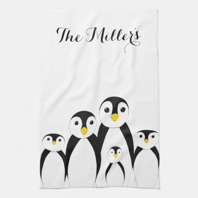 Linge De Cuisine Famille Pingouin mignonne (Vertical)
