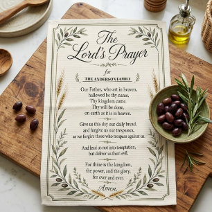 Linge De Cuisine Famille Prière du Seigneur Botanique Personnalisée