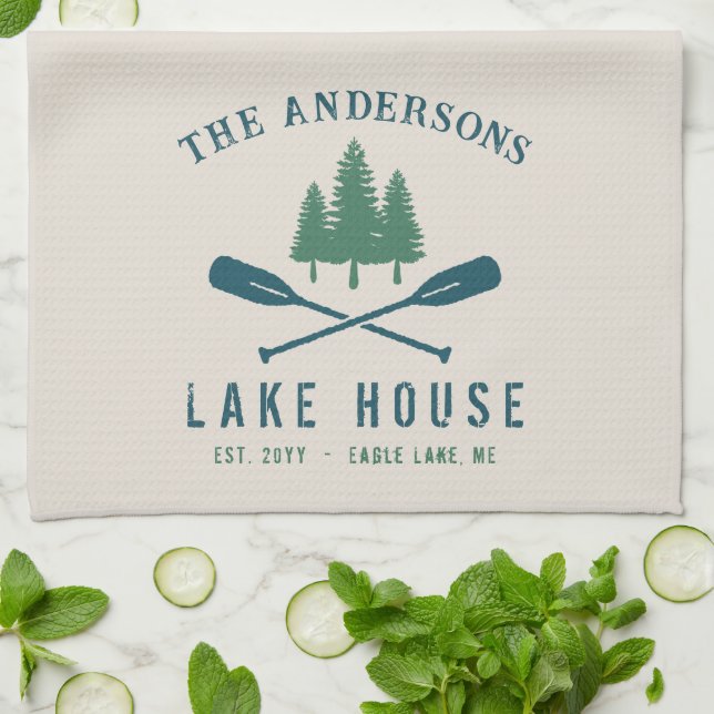 Linge De Cuisine Family Lake House Bateau Russe moderne Oar Pine Tr (Plié)
