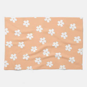 Linge De Cuisine Fantaisiste Fleur de Pêche et Blanc Rétro, Joyeux,