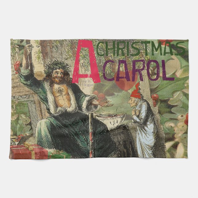 Linge De Cuisine Fantôme de Noël Illustration actuelle Scrooge (Horizontal)