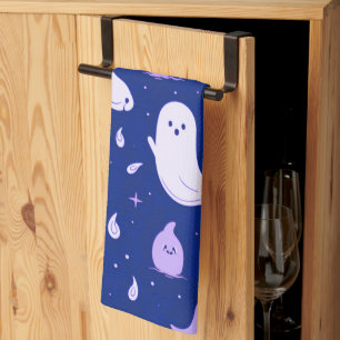 Linge De Cuisine Fantômes blancs et violets Étoiles bleues Hallowee