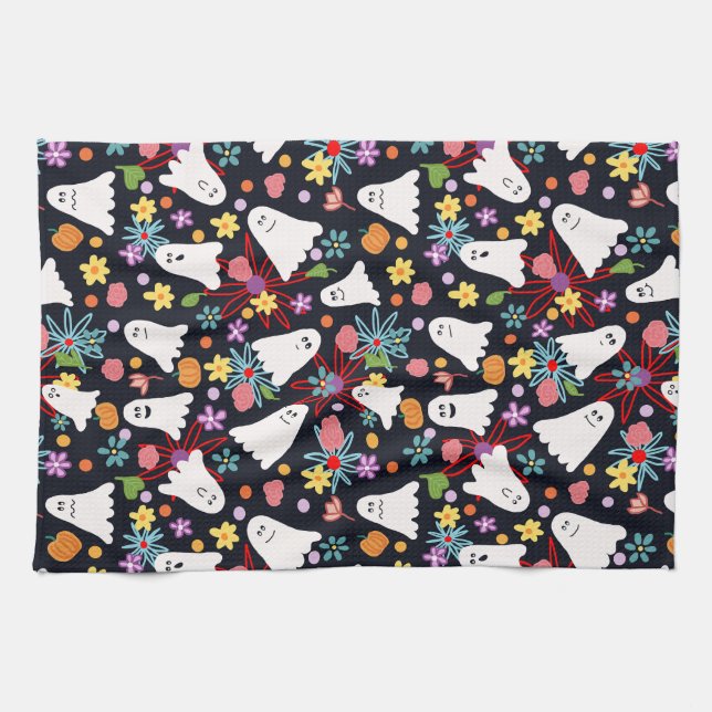 Linge De Cuisine Fantômes et fleurs (Horizontal)