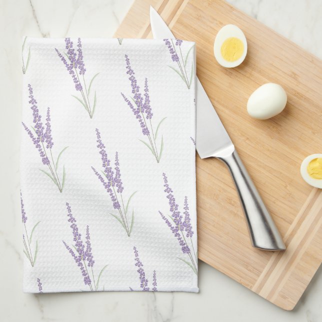 Linge De Cuisine Farmhouse Lavender Herbe Flower Dry Bund Motif (Quart Plié)