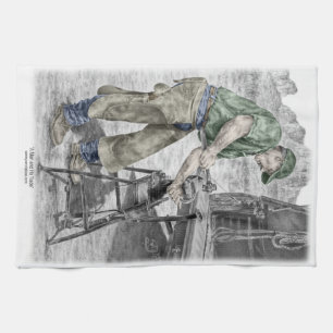 Linge De Cuisine Farrier Blacksmith en utilisant Anvil