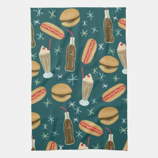 Linge De Cuisine Fast Food Soda Fontaine Junk Food Deep Green (Vertical)