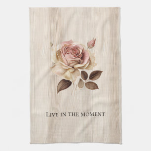 Linge De Cuisine Faux Crème Rustique Rose Bois