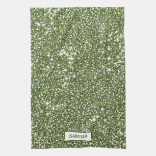 Linge De Cuisine Faux Green Parties scintillant Texture Look Avec N