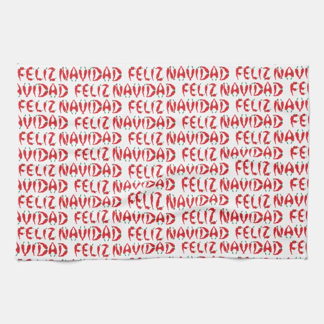 Linge De Cuisine Feliz Navidad Red Chile Pepper (Horizontal)