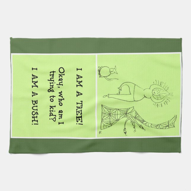 Linge De Cuisine Femme drôle de pose d'arbre (Horizontal)