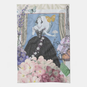 Linge De Cuisine Femme élégante bleue Robe florale Chic