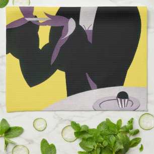 Linge De Cuisine Femme élégante vintage buvant un thé l'après-midi