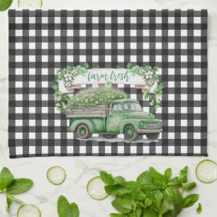 Linge De Cuisine Ferme Camion vert Vintage Ferme fraîche