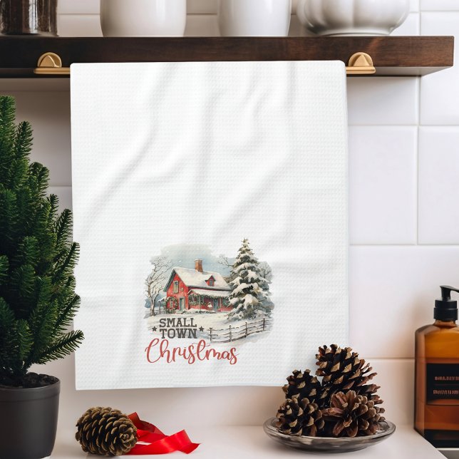 Linge De Cuisine Ferme de Noël rustique de petite ville (Créateur téléchargé)