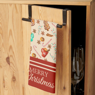 Linge De Cuisine Festive Noël pain d'épices Cookies et cacao