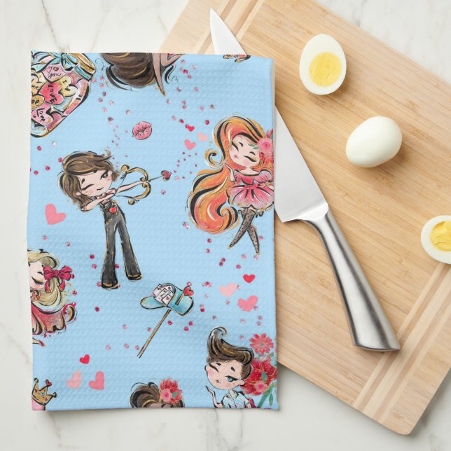 Linge De Cuisine Fête de la Saint Valentin (Quart Plié)