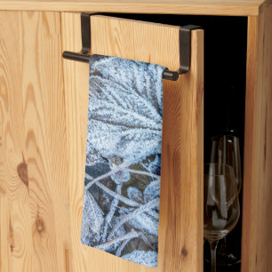 Linge De Cuisine Fête de Noël Bleu Feuille Vacances de neige hiver