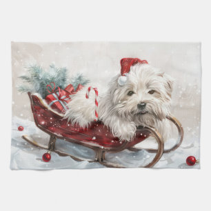 Linge De Cuisine Fête de Noël de Chien de Coton De Tulear