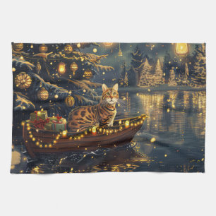 Linge De Cuisine Fête de Noël du chat du Bengale Voyage