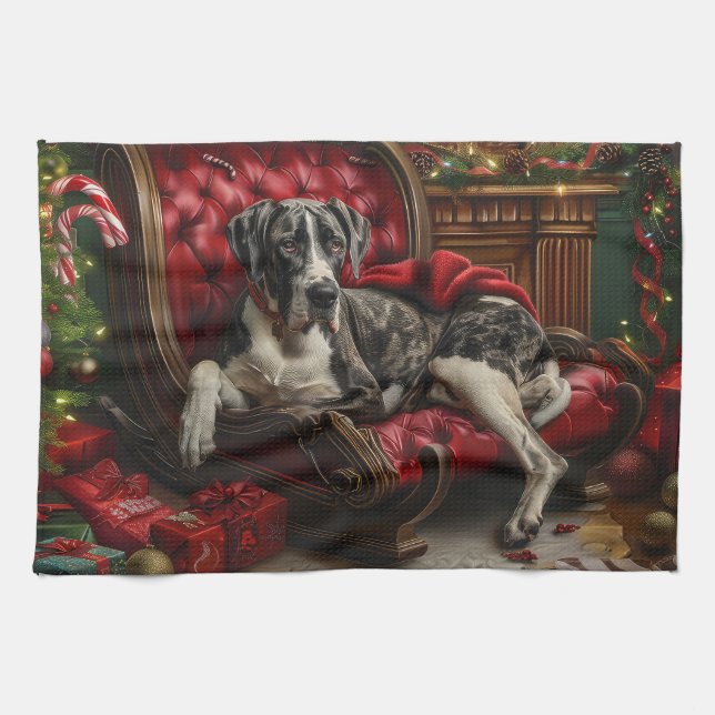 Linge De Cuisine Fête de Noël du chien Danse (Horizontal)