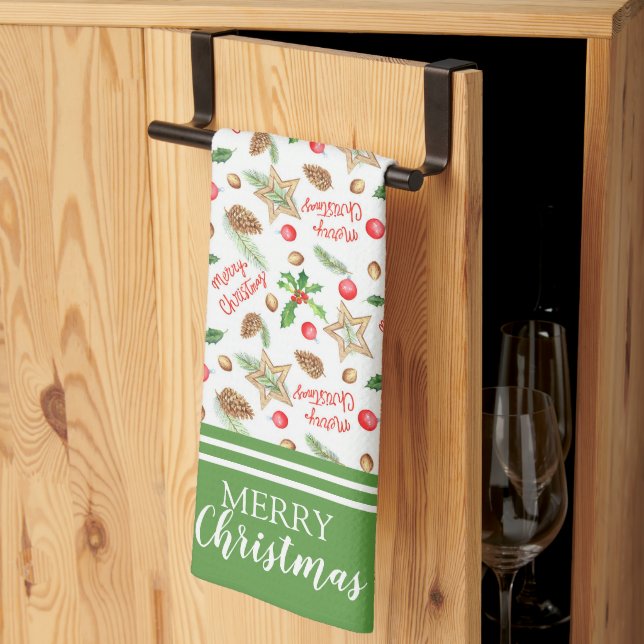 Linge De Cuisine Fête de Noël du pays (Pliage en tiers)