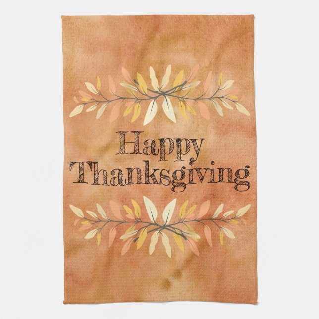 Linge De Cuisine Fête de Thanksgiving Autumn Leaf Bordures personna (Vertical)