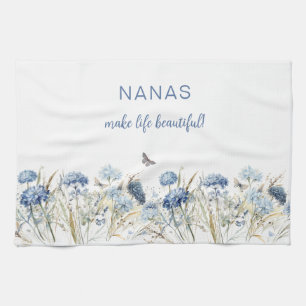 Linge De Cuisine Fête des Mères de Nana Fleurs sauvages bleus Dusty