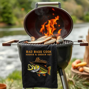 Linge De Cuisine Fête des pères Funny Fish portant un Casquette Cow