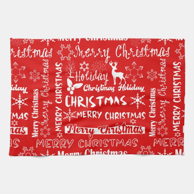 Linge De Cuisine Fêtes de Noël, motif de Noël, hiver (Horizontal)