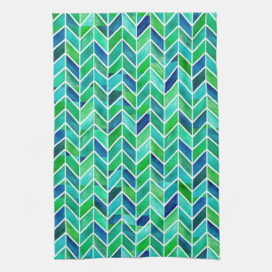 Linge De Cuisine Feuille de marine Chevron