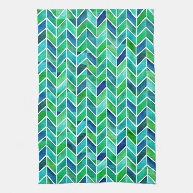 Linge De Cuisine Feuille de marine Chevron (Vertical)
