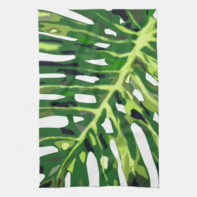 Linge De Cuisine Feuille de monstère tropicale - (Vertical)