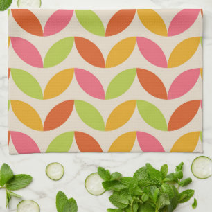 Linge De Cuisine Feuille moderne de mi-siècle coloré Motif 