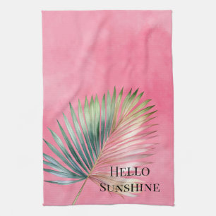 Linge De Cuisine Feuille tropicale rose verte