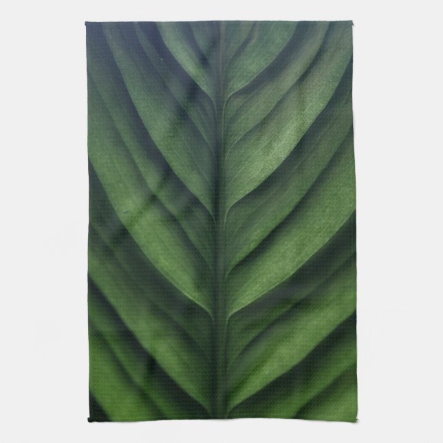 Linge De Cuisine Feuille verte, feuille de bananier, rayée, pliée (Vertical)