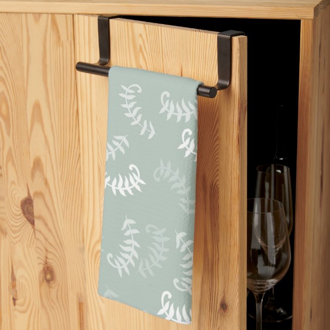 Linge De Cuisine Feuilles botaniques verts turquoises (Pliage en tiers)