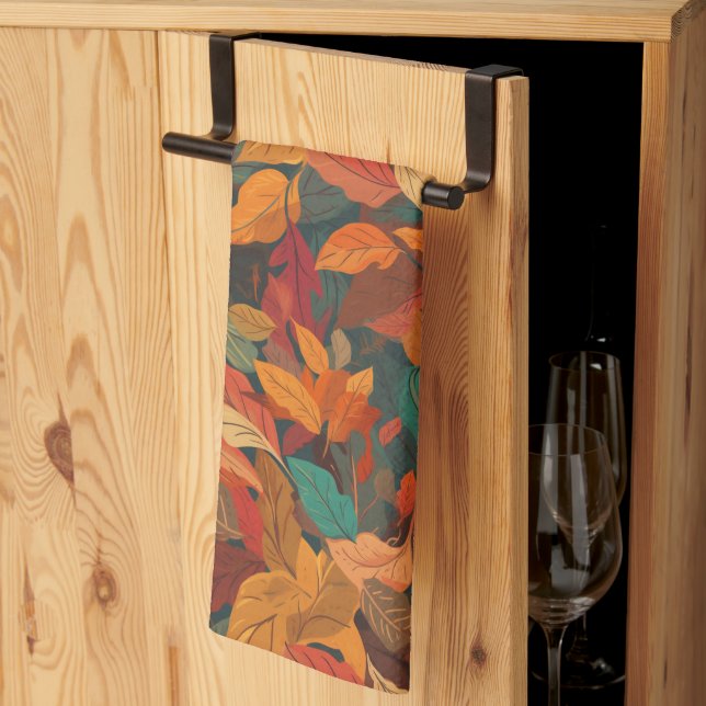 Linge De Cuisine Feuilles d'automne colorées (Pliage en tiers)