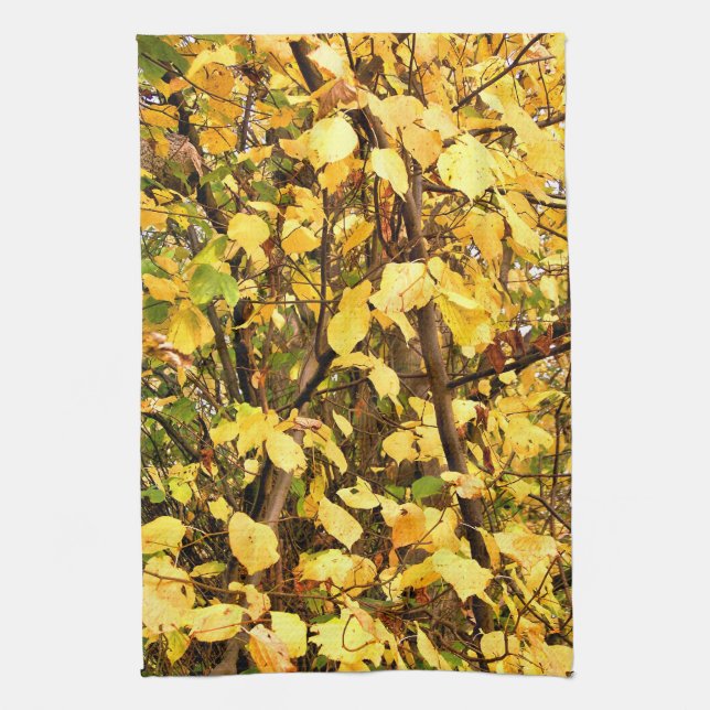 LINGE DE CUISINE FEUILLES D'AUTOMNE JAUNE (Vertical)