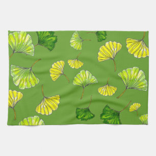 Linge De Cuisine Feuilles de Ginkgo modernes Art botanique sur fond