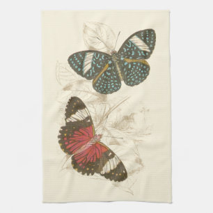 Linge De Cuisine Feuilles de Sepia avec papillons colorés