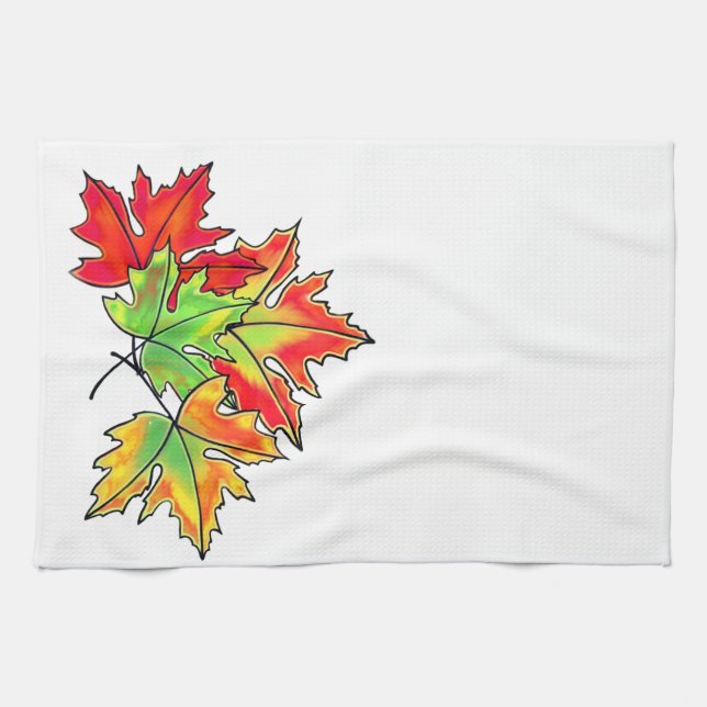 Linge De Cuisine Feuilles d'érable multicolores (Horizontal)