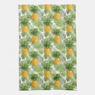 Linge De Cuisine Feuilles et ananas tropicaux