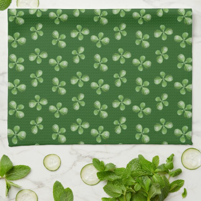 Linge De Cuisine Feuilles succulents et verts modernes (Plié)