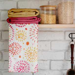 Linge De Cuisine Feux d'aquarelle mignonne en jaune et orange